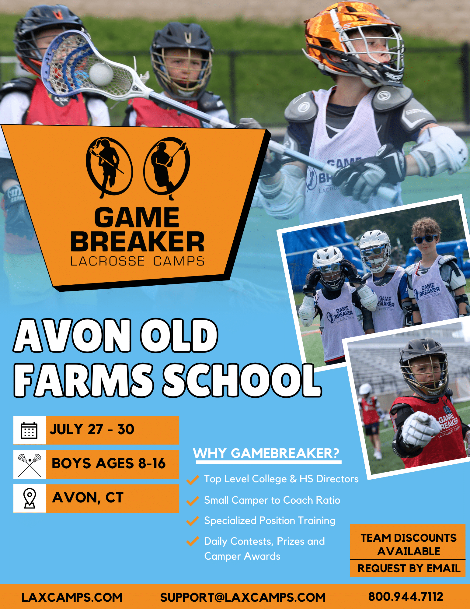 Boys Lacrosse Camp at Avon Old Farms School Overnight